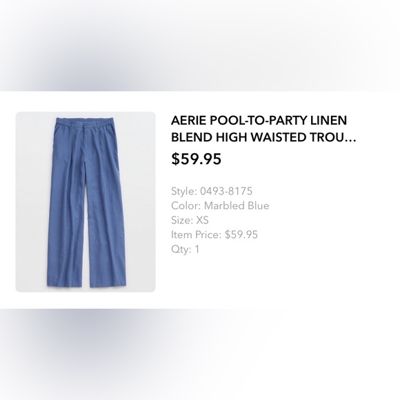 Aerie Pool-To-Party Linen Blend High Waisted Wide Legged Trouser - Picture 4 of 5